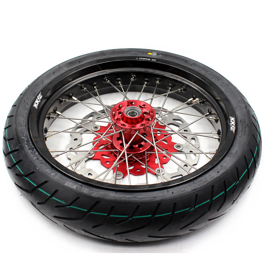 KKE 17 Inch Cush Drive Supermoto Wheels CST Tires For HONDA XR650R 2000-2008 Disc - Howling Moto