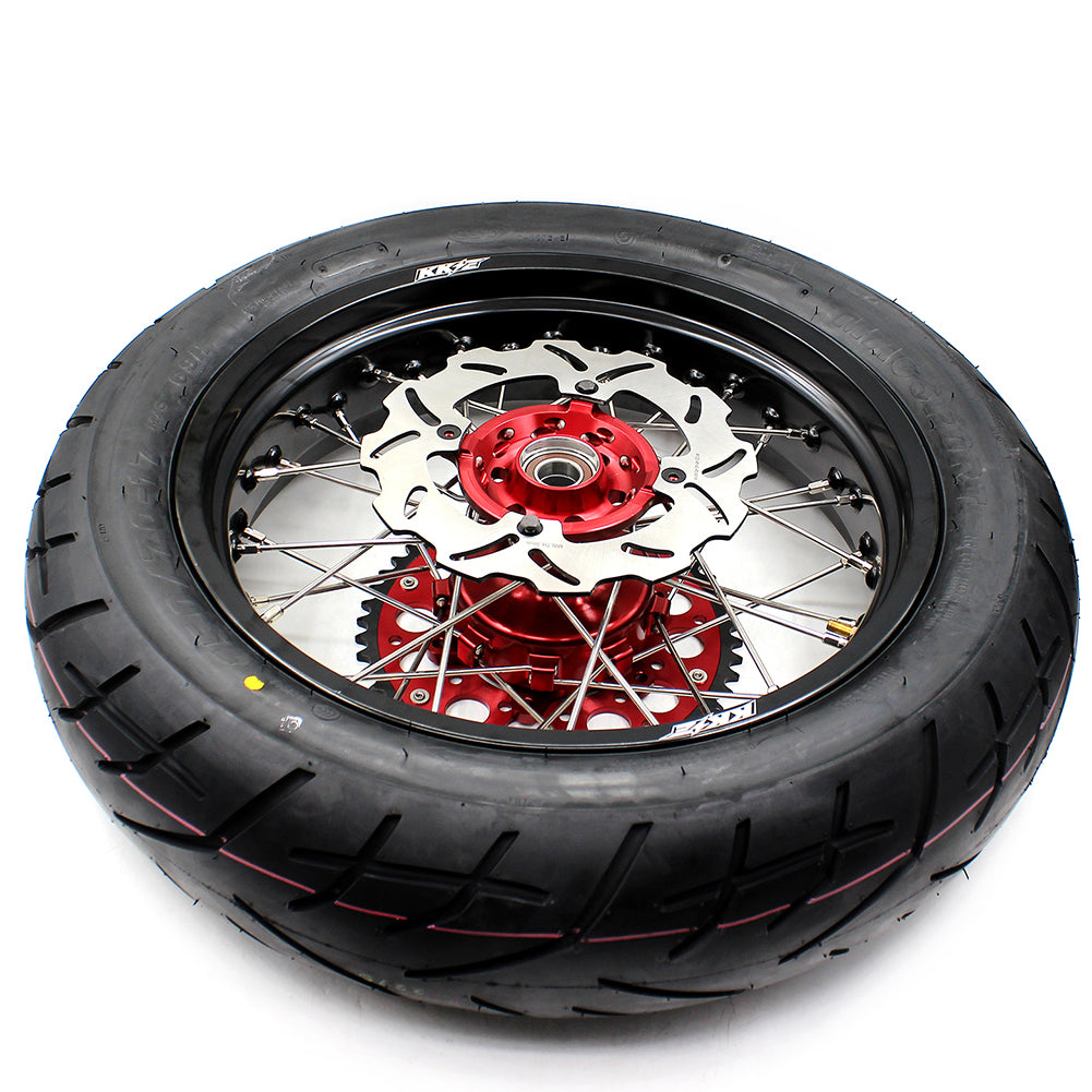 KKE 17 Inch Cush Drive Supermoto Wheels CST Tires For HONDA XR650R 2000-2008 Disc - Howling Moto