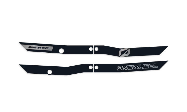Onewheel XR Classic Recurve Rail Guards in black, protecting the rail of the electric skateboard with a sleek, curved design.