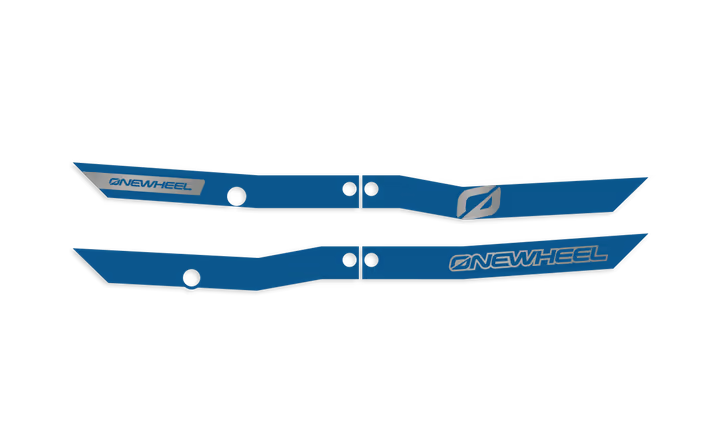 Onewheel XR Classic Recurve Rail Guards in blue, protecting the rails of the electric skateboard for style and durability.