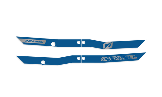 Onewheel XR Classic Recurve Rail Guards in blue, protecting the rails of the electric skateboard for style and durability.