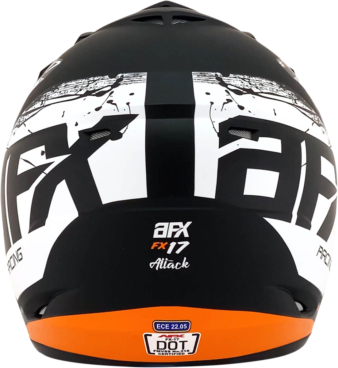 Bill's Exhausts AFX FX-17Y Attack helmet in matte black and orange, large size, featuring a sleek aerodynamic design.