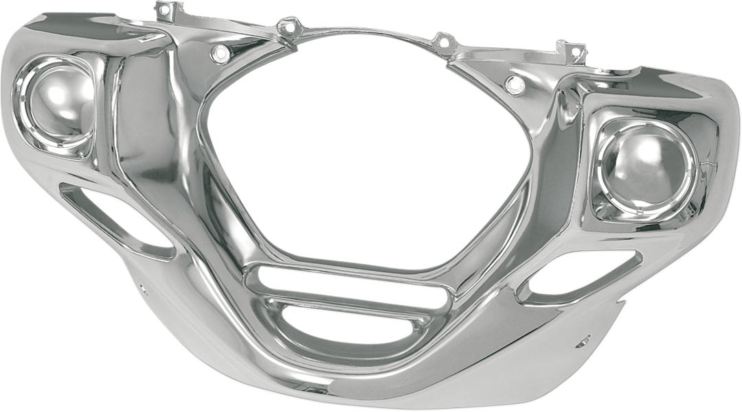 Chrome lower cowls for engine by Bill's Exhausts, round shape with a shiny chrome finish, designed for SHOW CHROME motorcycle models.