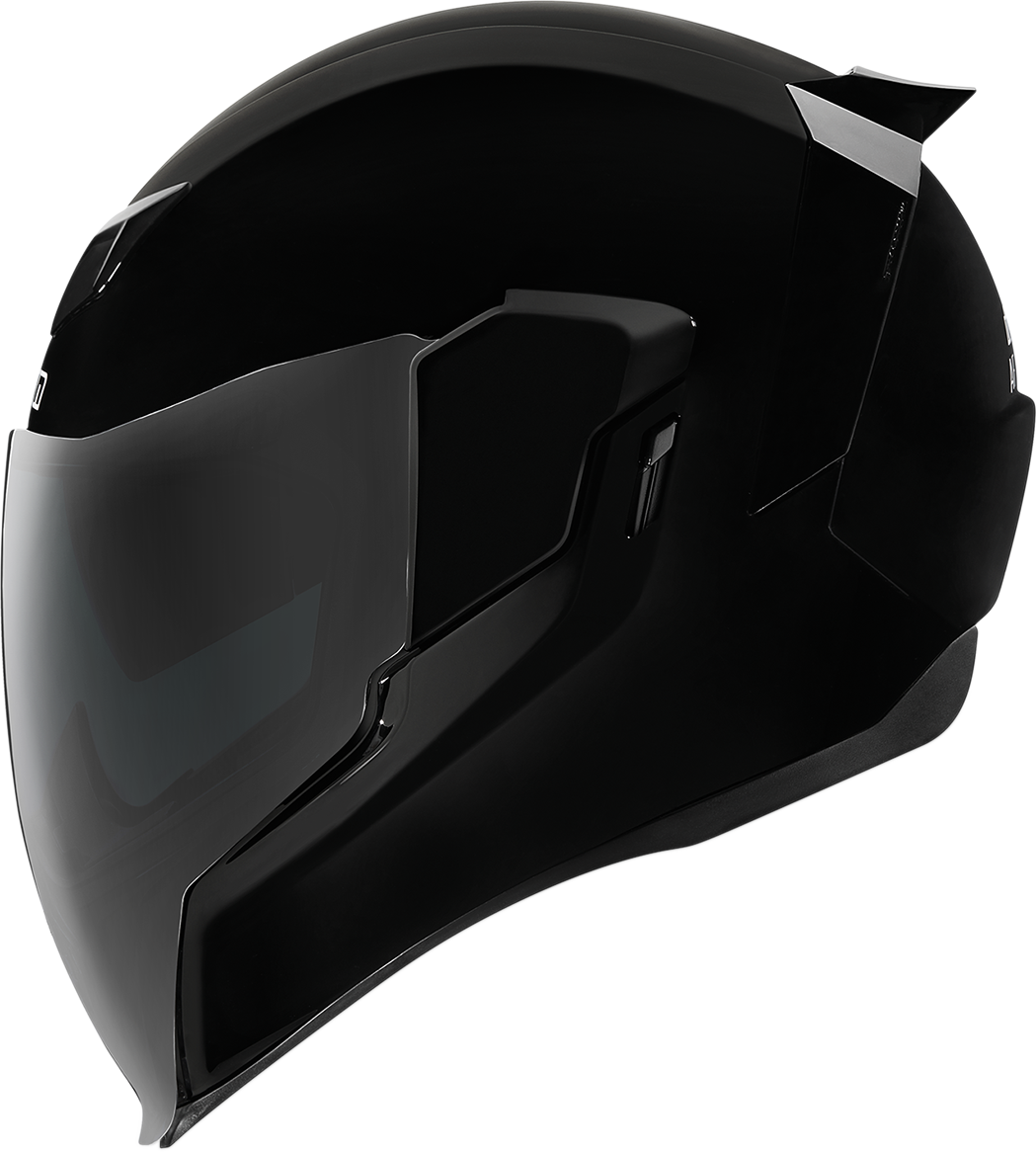 Black Gloss ICON Airflite helmet in medium size, featuring sleek aerodynamic design and high-quality construction.
