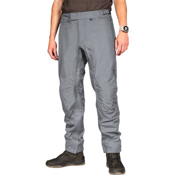 Gray ICON PDX3™ Overpant by Bill's Exhausts, large size, shown with fabric texture and waterproof design for motorcycle riding protection.