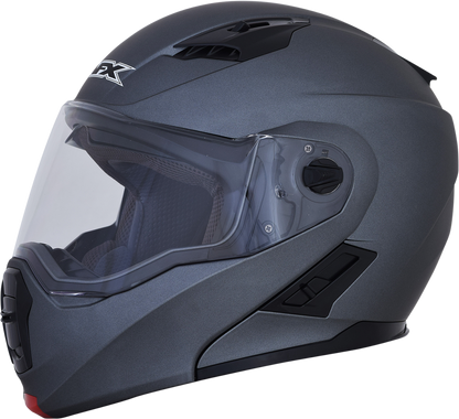 Frost gray AFX FX-111 motorcycle helmet in medium size, featuring aerodynamic design and clear visor for rider safety.