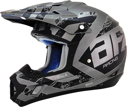 Bill's Exhausts AFX FX-17 Attack helmet in frost gray and matte black, medium size, with aerodynamic design and ventilation vents.