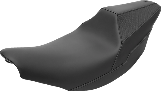 Black Saddlemens Carey Hart Signature Series motorcycle seat with black stitching for Indian models 2014-2023, by Bill's Exhausts.