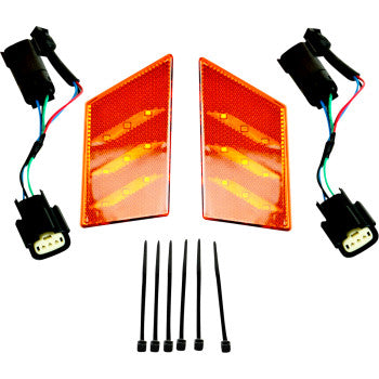 Bill's Exhausts gold aura turn signal light for Slingshot, amber show chrome motor vehicle part with LED design.
