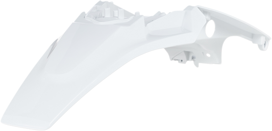 White Acerbis rear fender for motorcycle, body part with mounting details, designed for durability and style.