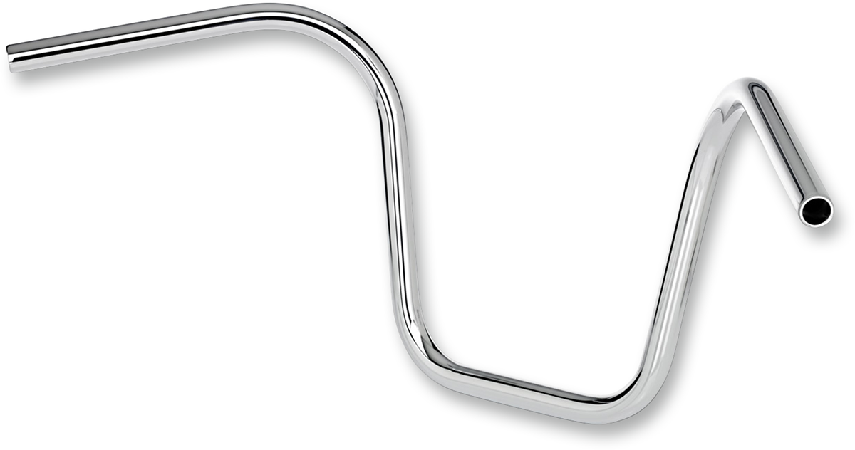 Chrome BILTWELL Ape Hanger Handlebar, 12-inch motorcycle handlebars with a sleek, shiny finish and distinctive curved design.