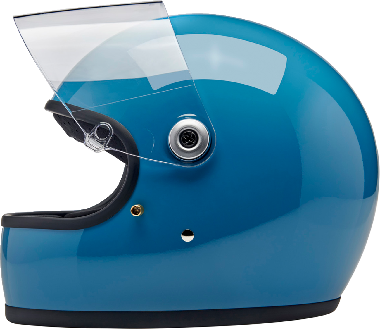 BILTWELL Gringo S helmet in gloss dove blue with XS size, featuring a sleek motorcycle helmet design and smooth finish.