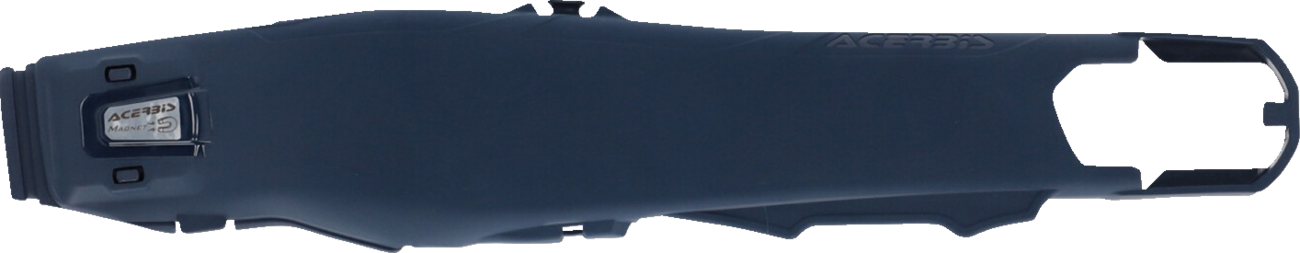 Blue ACERBIS Swing Arm Guards for motorcycle, designed for body protection and featuring a durable, sleek finish.