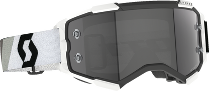 Scott Fury Goggle in black and white with light-sensitive gray lenses, designed for optimal eye protection and clear vision.