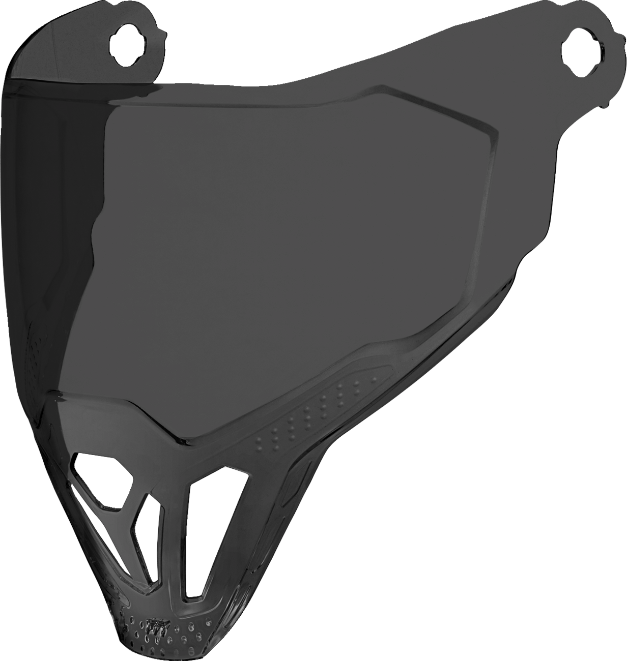 Dark smoke ICON Airflite™ ForceShield™ helmet part with clear visor and ventilation openings, designed for motorcycle helmets.