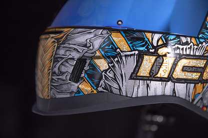 Bill's Exhausts ICON Airform™ Pharaoh Gold helmet, small size, with sleek aerodynamic design and detailed gold finish.