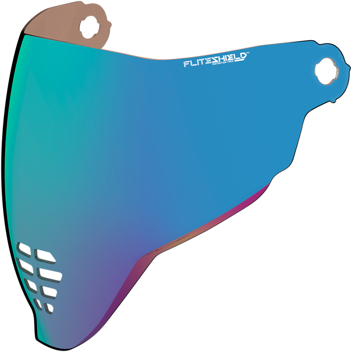 Bill's Exhausts ICON Airflite™ FliteShield™ RST Blue helmet parts, clear shield with blue tint and mounting hardware visible.