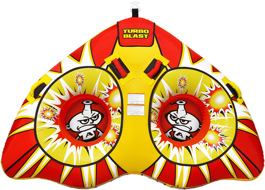 Bill's Exhausts AIRHEAD SPORTS GROUP Turbo Blast water towable with colorful inflatable tubes and handles, ready for water fun.