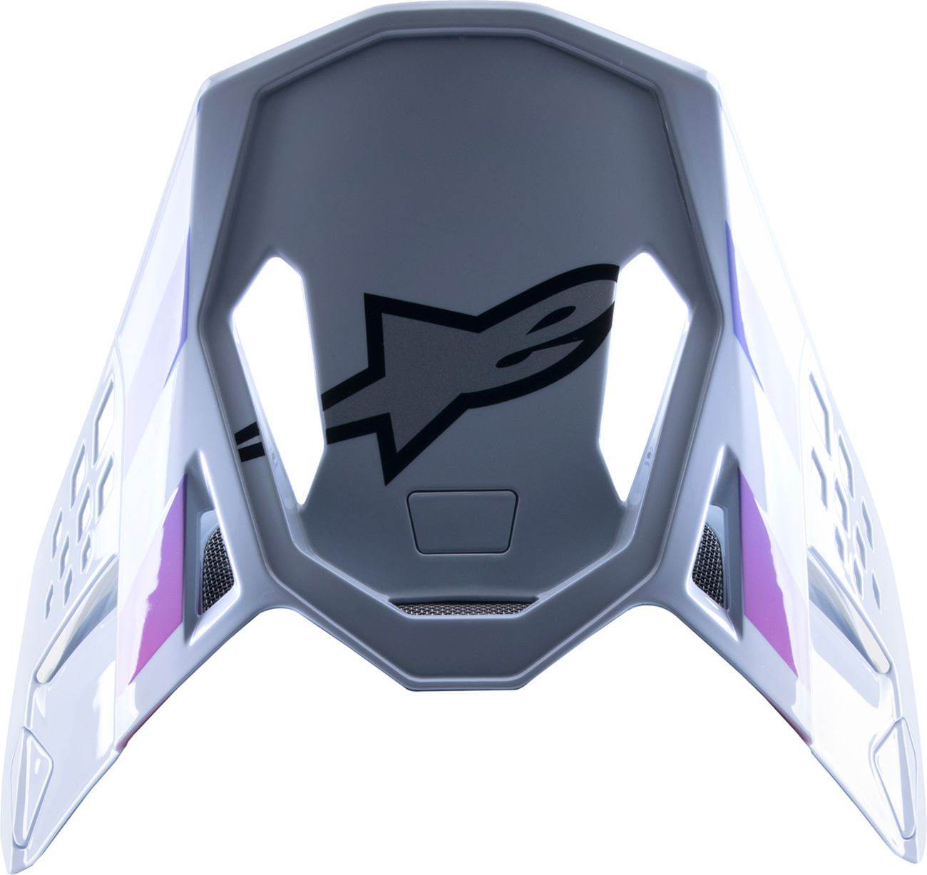 Alpinestars Supertech M10 helmet visor in Daytona Haze Gray, Orange Fluo, and Rhodamine with reflective tint for racing helmets.