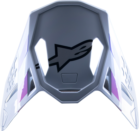 Alpinestars Supertech M10 helmet visor in Daytona Haze Gray, Orange Fluo, and Rhodamine with reflective tint for racing helmets.