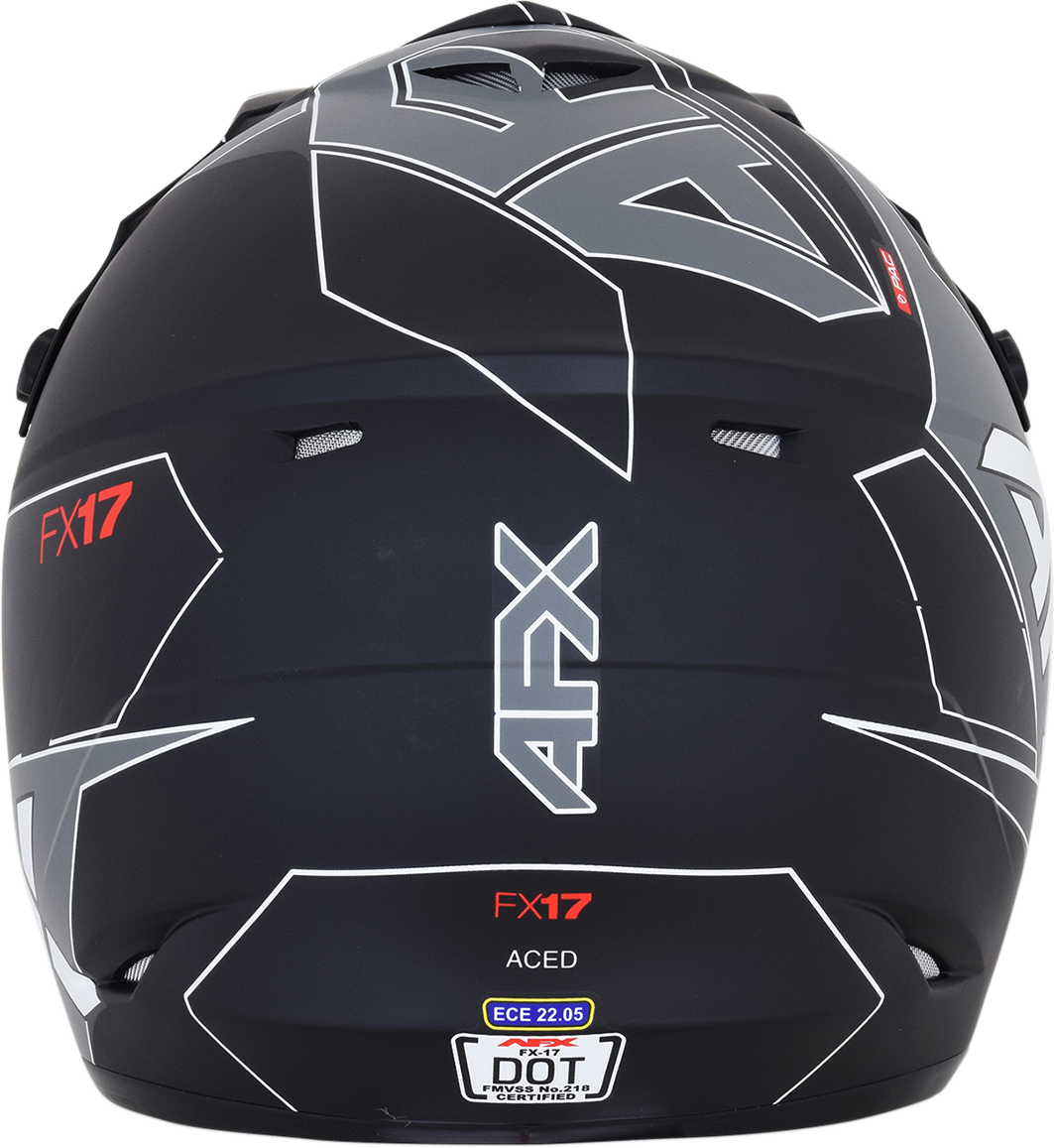 Bill's Exhausts AFX FX-17 helmet in matte black and white, large size, featuring aerodynamic design and clear visor.