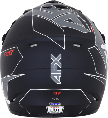 Bill's Exhausts AFX FX-17 helmet in matte black and white, large size, featuring aerodynamic design and clear visor.