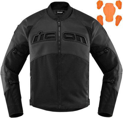 Bill's Exhausts ICON Contra2™ Perf CE Jacket in Stealth, small size, black motorcycle jacket with protective features.