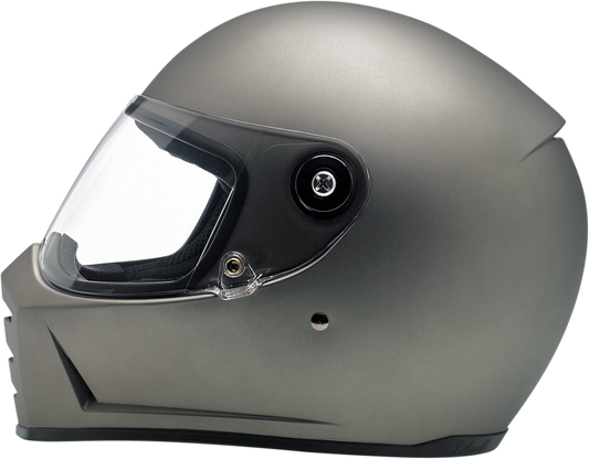 BILTWELL Lane Splitter motorcycle helmet in flat titanium finish, small size, featuring a sleek aerodynamic design.