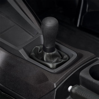 Black Show Chrome Shifter Boot for Slingshot motorcycle, made by Bill's Exhausts, with detailed stitching and durable material.