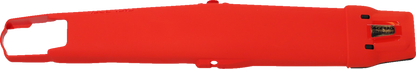 Red Acerbis Swing Arm Guard for motorcycle body protection, featuring a durable design with brand branding visible.