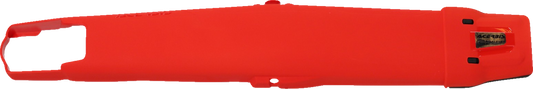 Red Acerbis Swing Arm Guard for motorcycle body protection, featuring a durable design with brand branding visible.