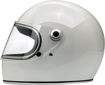 Gloss white Biltwell Gringo S helmet in XS size, featuring a sleek design with ventilation vents and a sturdy shell.