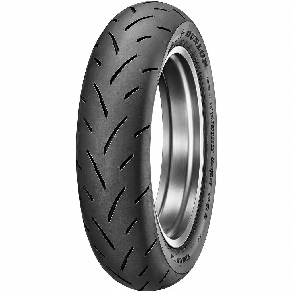Dunlop TT93GP pro scooter race tires, 100/90-12 and 120/80-12, featuring tread pattern and sidewall branding for high-performance riding