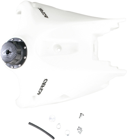 Acerbis natural gas tank for KTM motorcycles, 4.1 gallons, with visible mounting points and body design for off-road use.