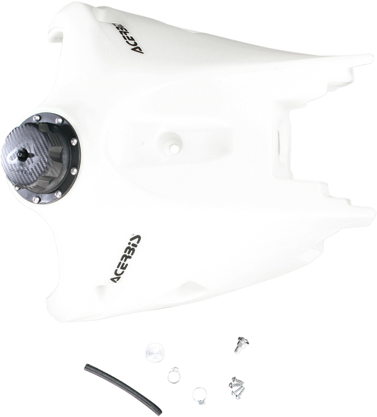 Acerbis natural gas tank for KTM motorcycles, 4.1 gallons, with visible mounting points and body design for off-road use.