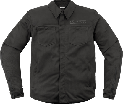 Black ICON Upstate Mesh CE Jacket in XL by Bill's Exhausts, featuring breathable mesh fabric and protective armor.