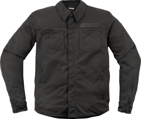 Black ICON Upstate Mesh CE Jacket in XL by Bill's Exhausts, featuring breathable mesh fabric and protective armor.