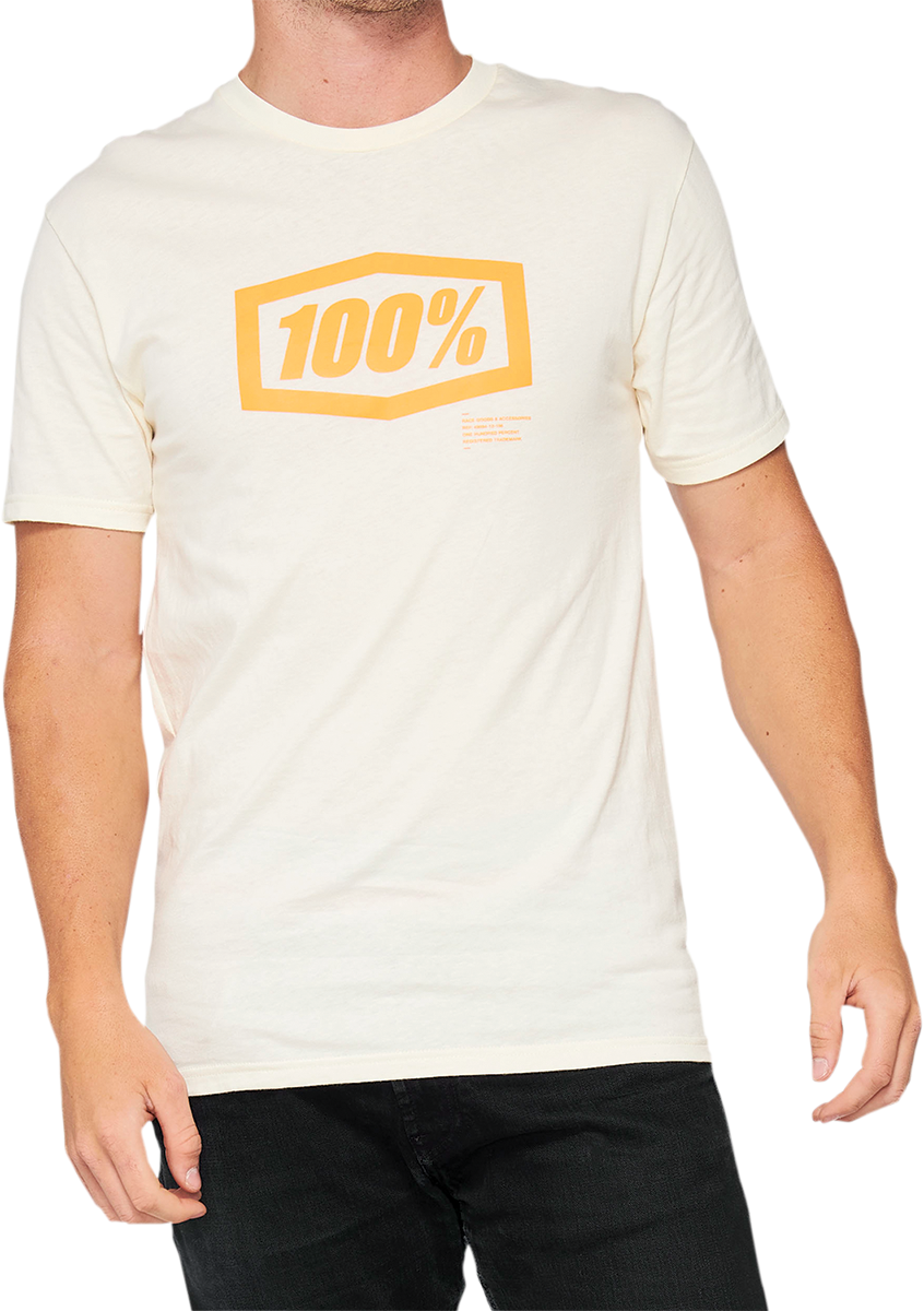 100% Essential T-Shirt - Chalk/Orange - Large 32016-461-12 - Howling Moto