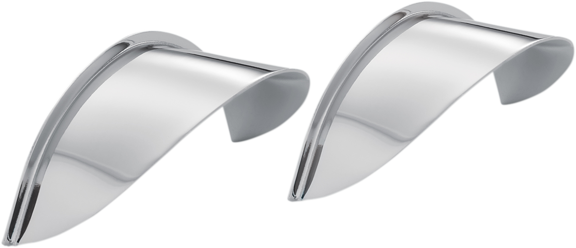 Chrome SHOW CHROME Spotlight Visors engine components by Bill's Exhausts, featuring polished chrome engine visors with detailed craftsmanship.