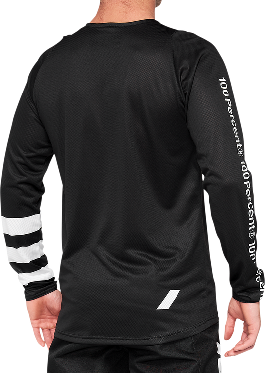 Black Bill's Exhausts 100% R-Core Jersey long-sleeve shirt in small size, featuring a comfortable fit and classic design.