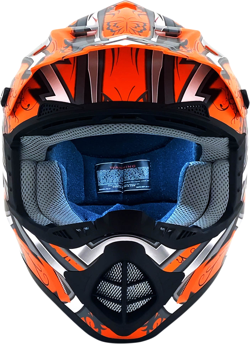 Bill's Exhausts AFX FX-17Y Butterfly helmet in matte orange, small size, featuring a sleek aerodynamic design and vibrant color.