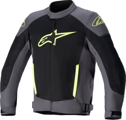 Alpinestars T SP X Superair motorcycle jacket in gray, black, and yellow, featuring protective armor and ventilation details.