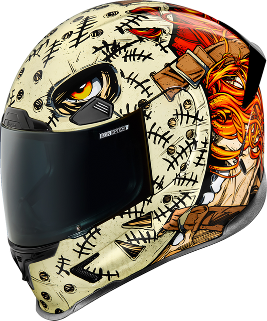 Red ICON Airframe Pro™ helmet in XS size with Topshelf design, featuring sleek aerodynamic shape and detailed graphics.