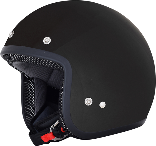 Gloss black AFX FX-75 motorcycle helmet in large size, featuring a sleek, aerodynamic design with clear visor.