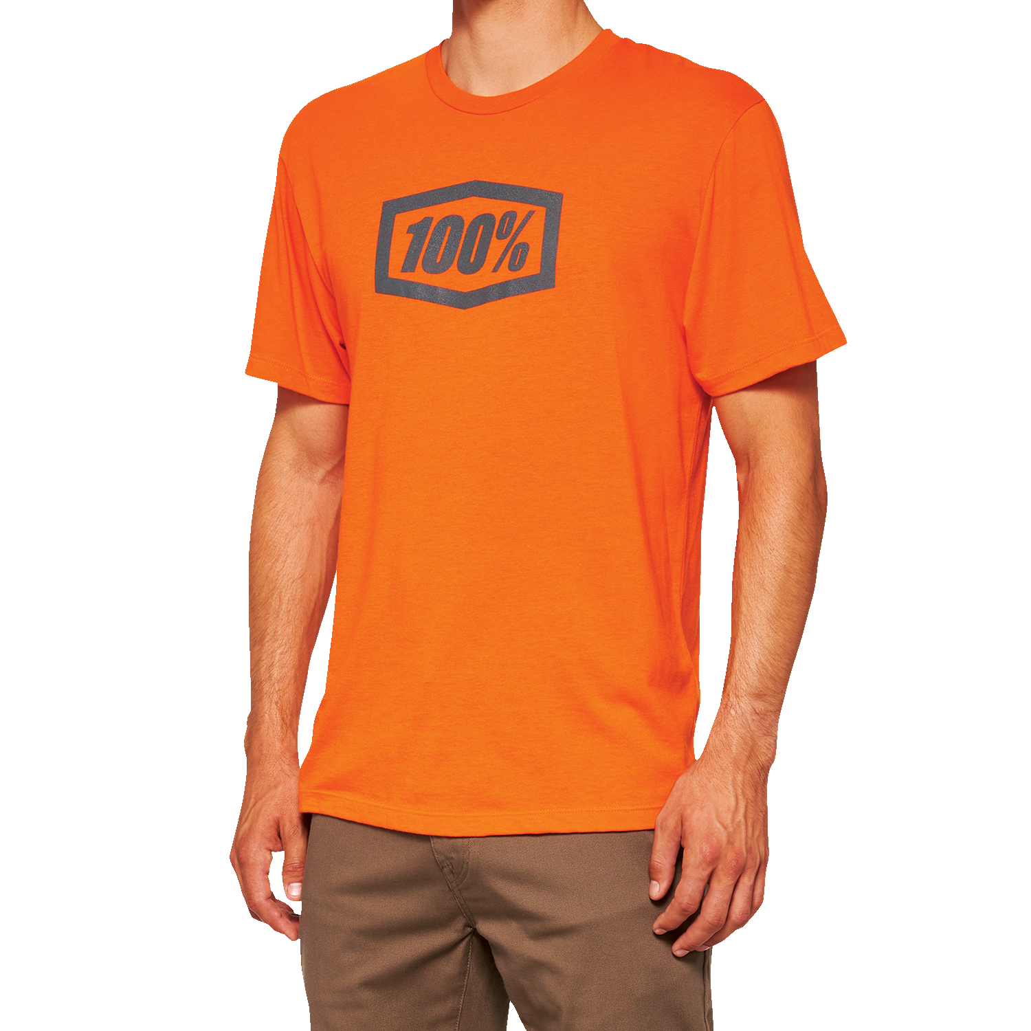 Orange 100% Icon T-Shirt by Bill's Exhausts, medium size, featuring a bold graphic print on the front.