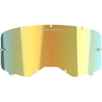 Alpinestars Vision 8/Vision 5/Vision 3 goggles with gold mirror lens, showcasing the sleek, reflective design for motorcycle riding.
