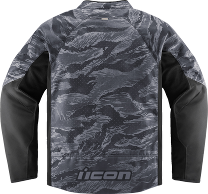 Gray ICON Hooligan CE Tiger's Blood jacket in small size, featuring logo and design details, by Bill's Exhausts.