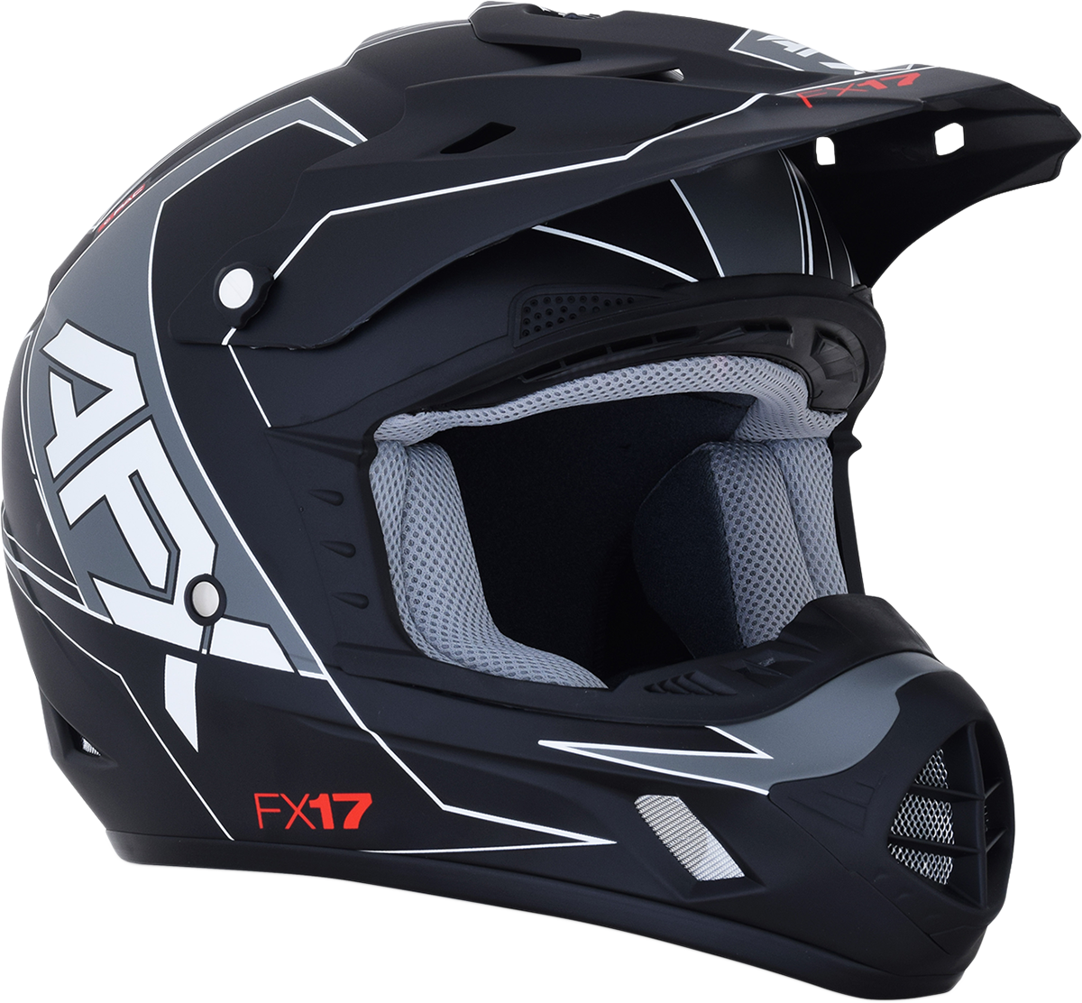 Bill's Exhausts AFX FX-17 helmet in matte black and white, large size, featuring a sleek aerodynamic design.