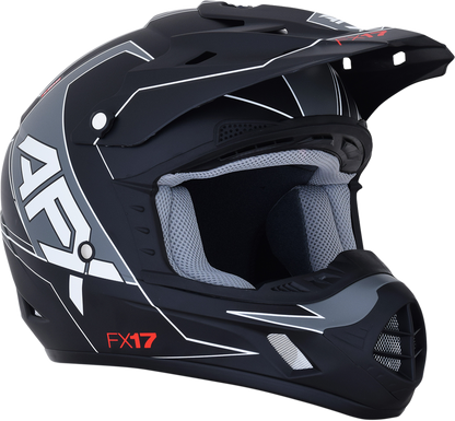 Bill's Exhausts AFX FX-17 helmet in matte black and white, large size, featuring a sleek aerodynamic design.