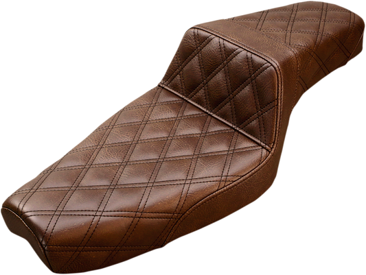 SADDLEMEN Step-Up Seat - Full Lattice Stitch - Brown - XL 807-03-175BR - Howling Moto